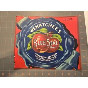 Wenatchees‎ Blue Seal Brand Apple Crate Label Vintage Wenatchee Washington